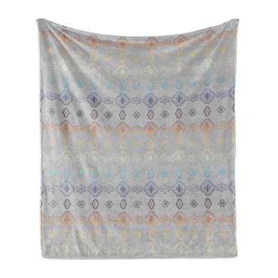 Ambesonne Ethnic Fleece Throw Blanket Continuing Native Motifs