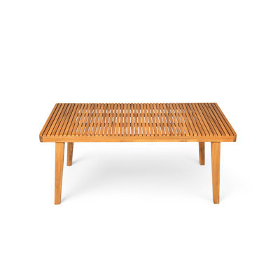 69" Wood Outdoor Table With 300 Lbs Load - Carrying, Slatted Design, Natural Color, For Garden Parties, Low Effort Upkeep Patio Dining Capacity, Top, Ideal Gatherings, Easy To Clean Surface