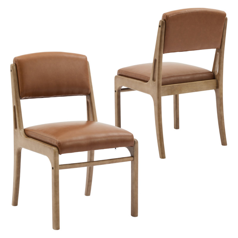 Modern Upholstered Solid Wood Dining Chair With Backrest Side Chair Set Of 2