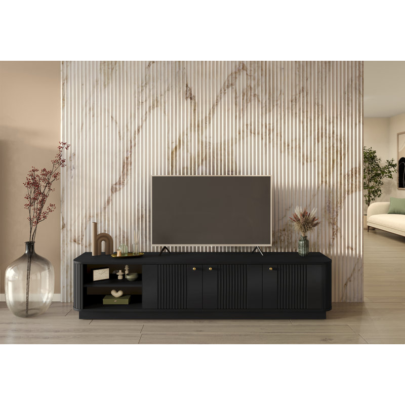 Vesper Unfinished TV Stand for TVs up to 55", Black/Gold