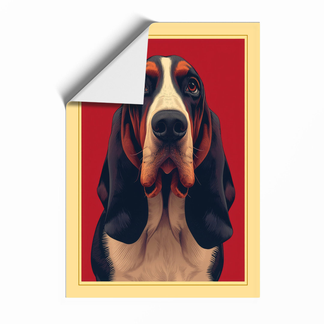 Basset Hound Portrait Modern - Framed Print