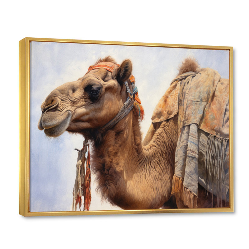 " Camel Desert Nomad II ", Gold Floater Framed, 30" H x 40" W x 1.5" D