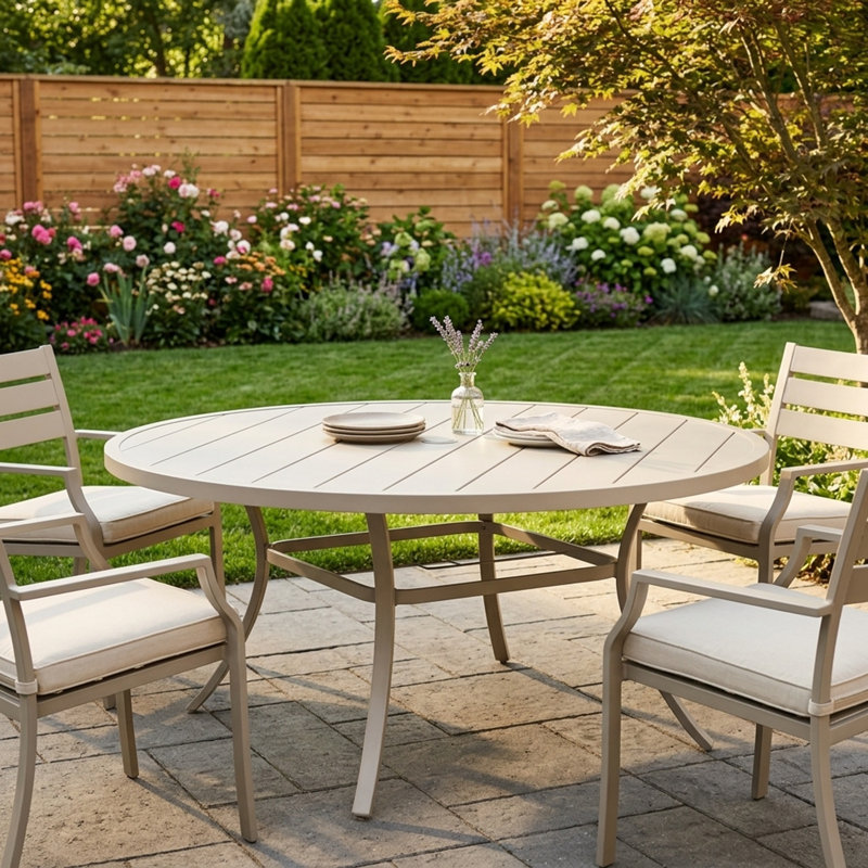 Ensemble de salle à manger d'extérieur 9 pièces pour patio avec chaise empilable en rotin, Crème