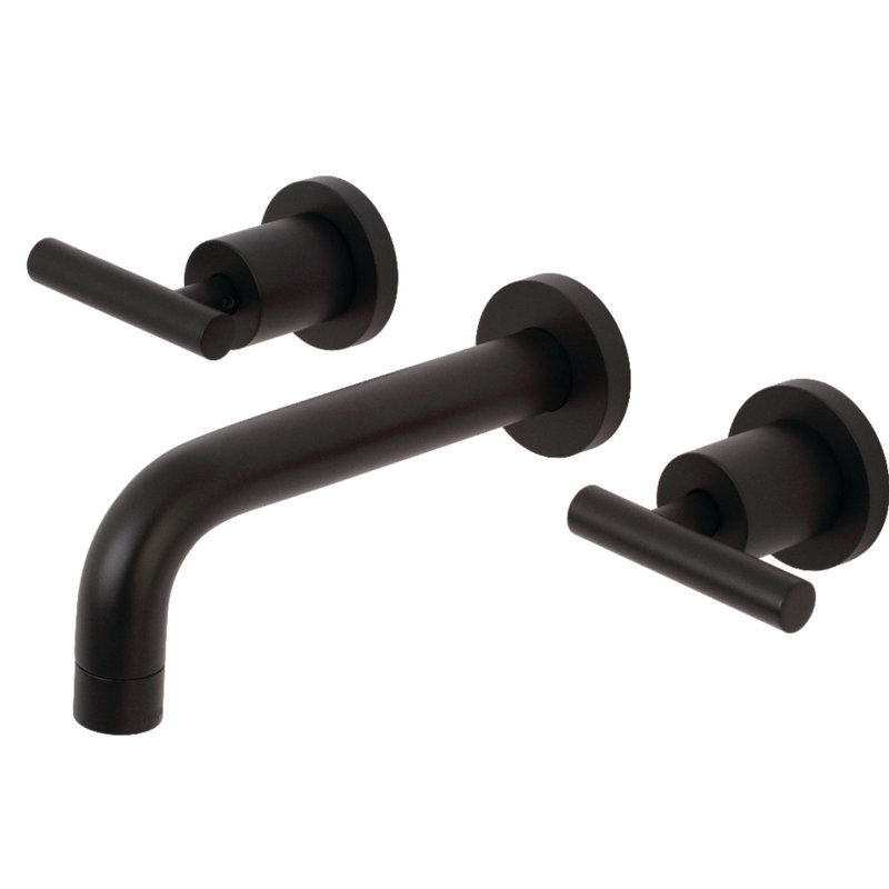 Kingston Brass Manhattan Two-Handle 3-Hole Wall Mount Bathroom Faucet, Matte Black