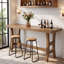 63" Solid Wood Farmhouse Pub Table – Rectangular High Top Bar Table With Footrest, Retro Brown  