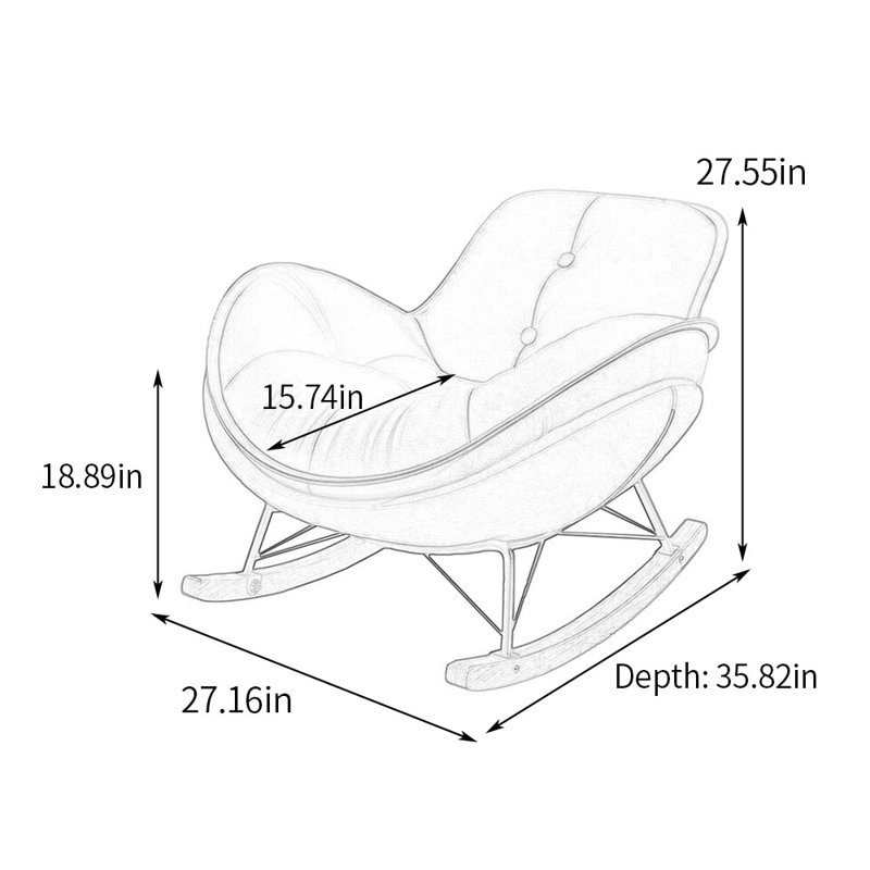 Chaise berçante large en forme d'arc, Orange