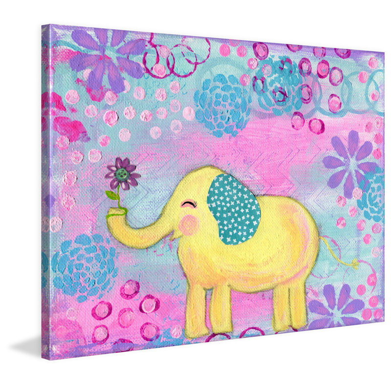 «Yellow Elephant» par Jill Lambert, reproduction sur toile tendue, H 40 po x l 60 po x P 1,5 po