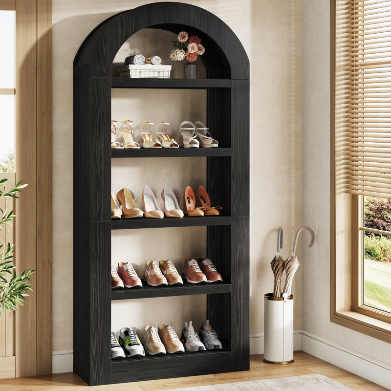 70.87" Tall Arched Bookcase, Black