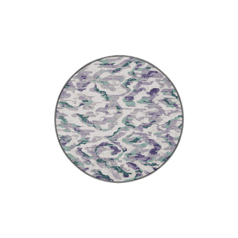Machine Washable Gray Area Rug, Round 8'
