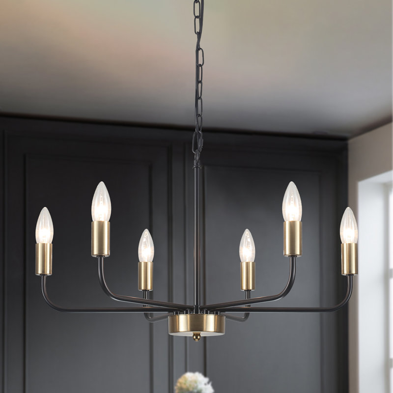  Liseli 6 - Light Dimmable Classic / Traditional Chandelier Spray Gold Dining Room Light Fixture-22.24"W x 74.8"H, Spray Gold