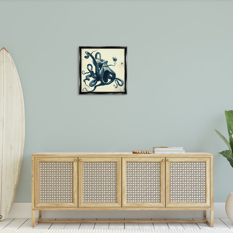 «Vintage Maritime Octopus Floater Frame» par Vlad Mel sur toile, Cadre flottant noir de jais, H 25 po x l 25 po