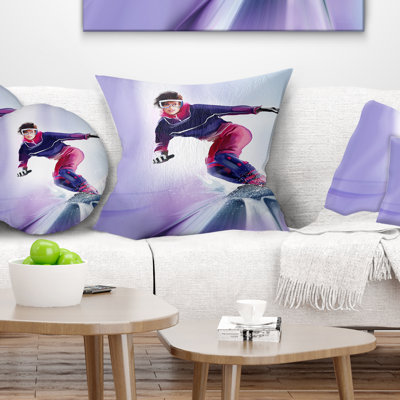  Abstract Portrait Pretty Female Snowboarder Lumbar Pillow