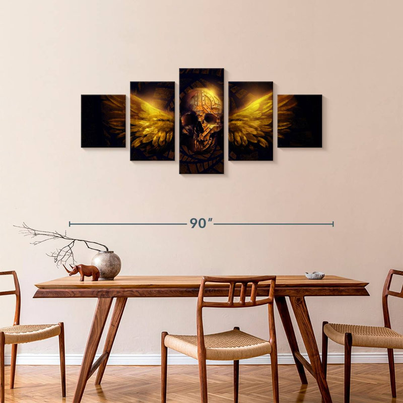 Winged Human Skull, 36" H x 80" W