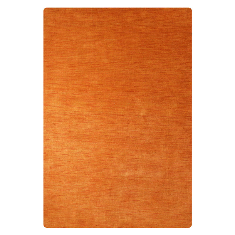 Manns Hand Knotted Loom Wool Eco-Friendly Area Rugs - Rectangle, Orange Color, Plain Solid Design, High Pile Thick Handmade Anti Skid Area Rugs for Living Room, Bed Room