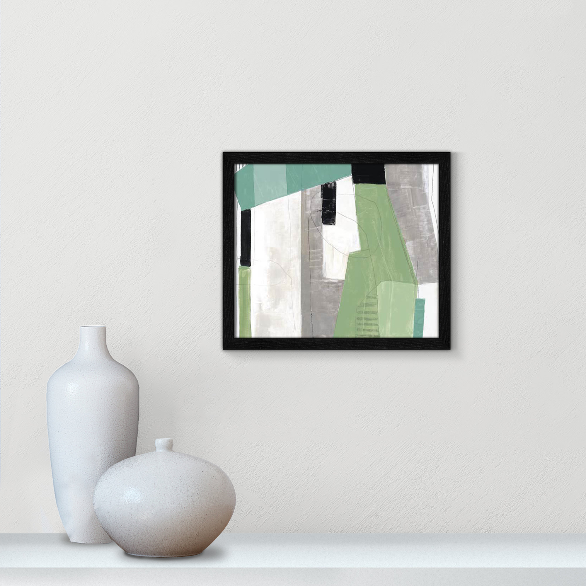 Evergreen Essence by Tom Reeves, 13" H x 15" W x 0.75" D, Black Slim Frame - Fine Art Paper Print, No Mat