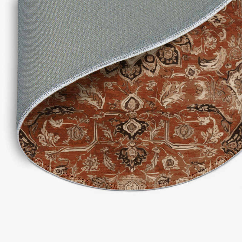 Tapis d'intérieur et d'extérieur brun Persian, Rond 5 pi