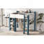 Lit mezzanine en bois avec tablettes de rangement intégrées, portemanteaux et bureau-252009949