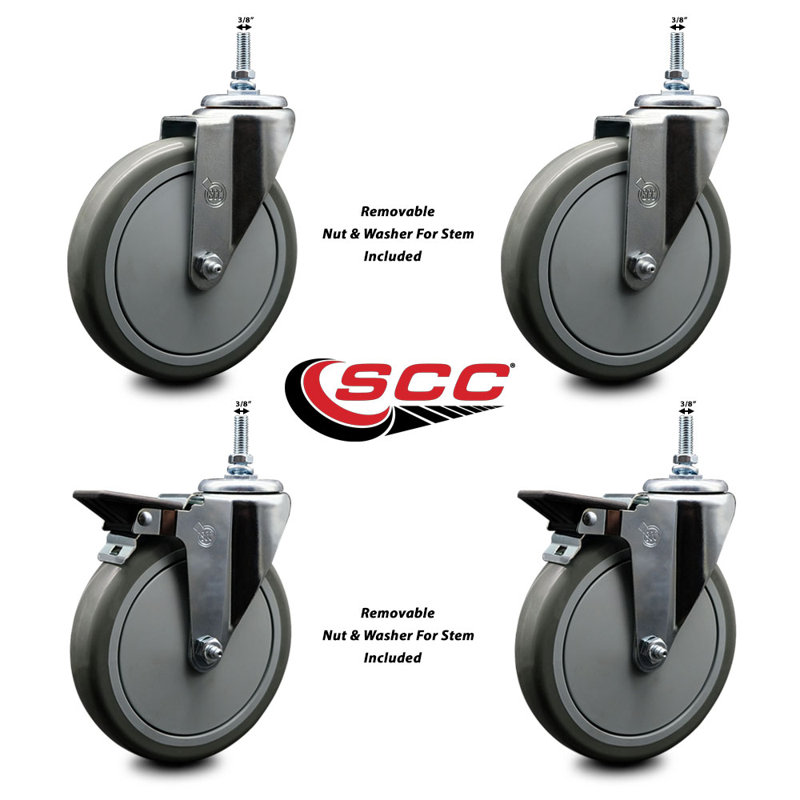 Polyurethane Wheel Swivel 3/8 Inch Threaded Stem Caster SCC