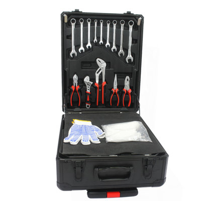 899pcs Home Repair Tool Set Kit, Toolbox Storage Case with 4 Drawers, General Household Tool Kit with Rolling Tool Box, Tool Set Kit for Maintenance, Garden, Homeowner, Handyman -Black