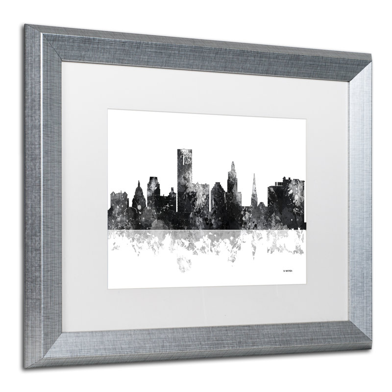 « providence ri horizon bg-1 », impression sur toile encadrée, H 16 po x l 20 po x P 0,5 po, argent