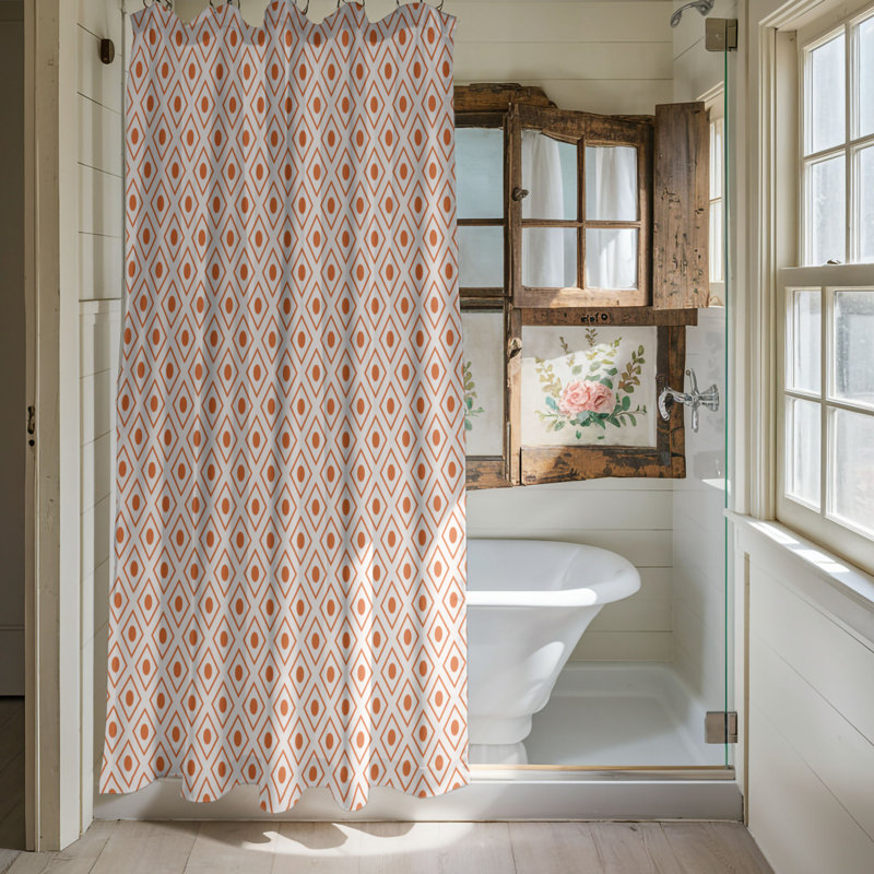 Orange Circles - Rideau de douche Premium, H 74 po x l 71 po