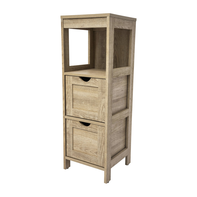 Dune Farmhouse Bathroom Storage Organizer with Drawers and Open Shelf, Natural
