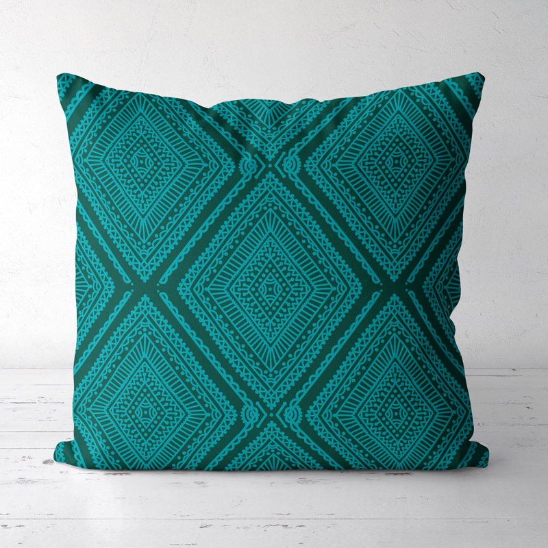 Housse et insert de coussin carré Hindi, Vert et bleu