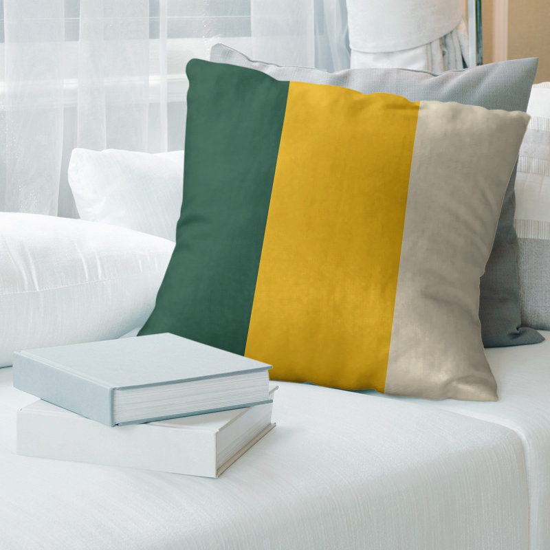 Housse de coussin décoratif à rayures arizona, Minnesota, 26 x 26, Vert foncé / crème