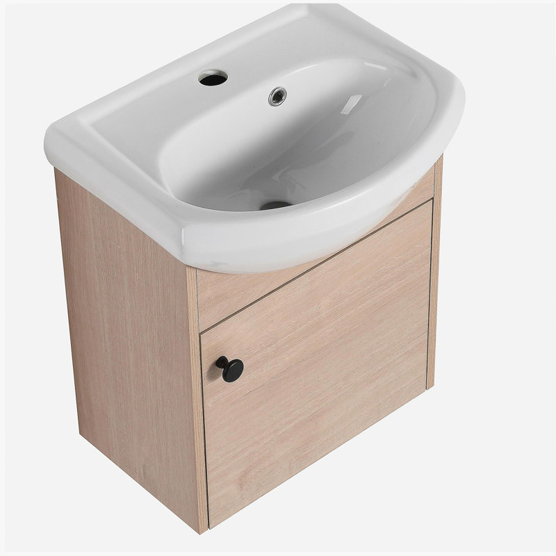 Petit meuble-lavabo de salle de bain de 18 po avec lavabo mural en céramique