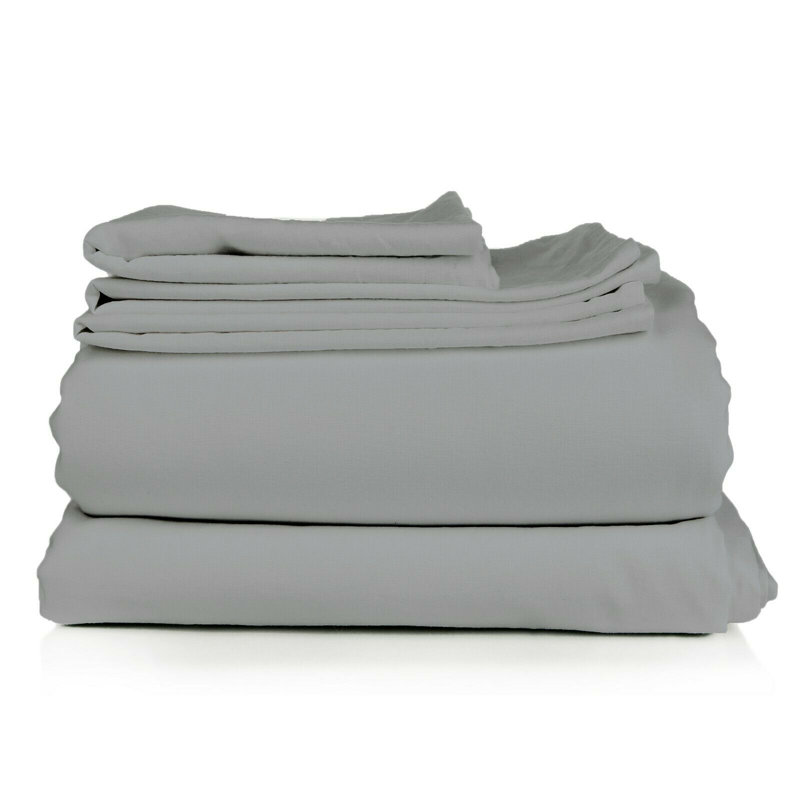 Microfiber Solid Colour Sheet Set, Silver, Twin Sheet Set + Fitted Sheet + 1 Pillowcase