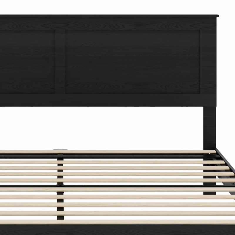 Grand cadre de lit plateforme avec rangement en bois