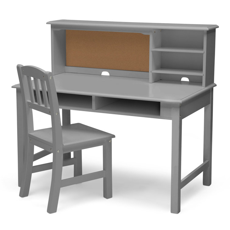 Delta Children Kids Wood Desk w/ Hutch and Chair - Grey