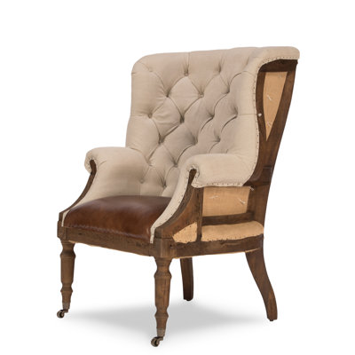 Welsh Leather Tufted Wingback Chair