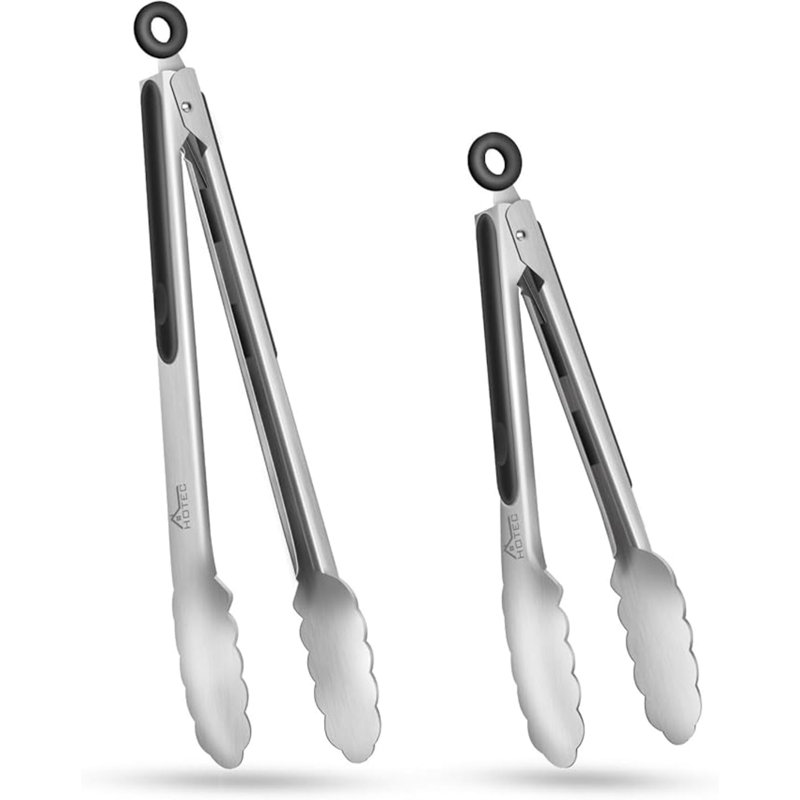 Ensemble de pinces de cuisine en acier inoxydable de 2 - 9 "et 12", pinces à aliments verrouillables en métal antidérapantes