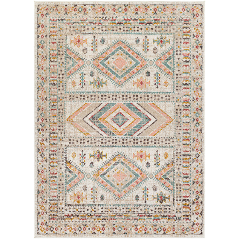 Eldon Pale Pink/Teal Rug, Rectangle 140 x 200cm