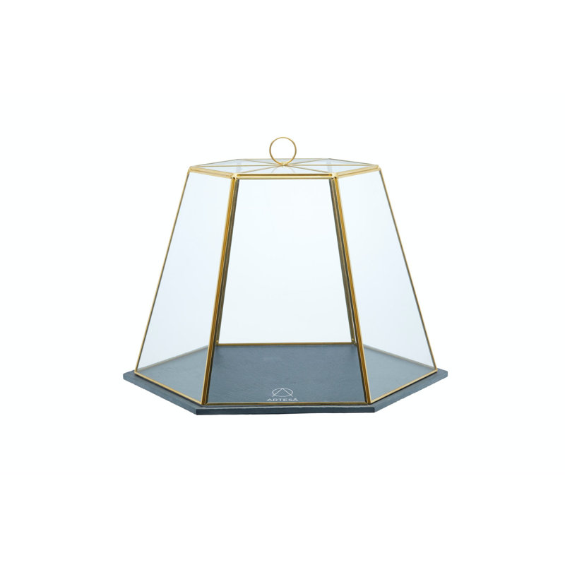 Artesà 2 piece Serveware Set with Glass Serving Cloche and Cake Stand 