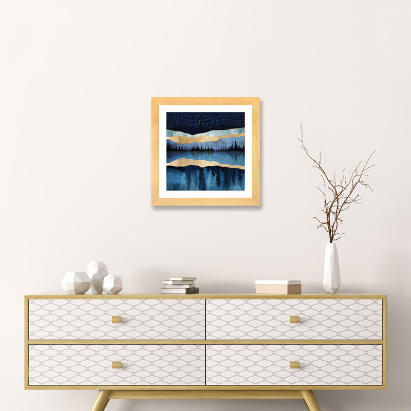 Lac de minuit - imprimé, H 16 po x l 16 po x p 1 po, Cadre papier naturel