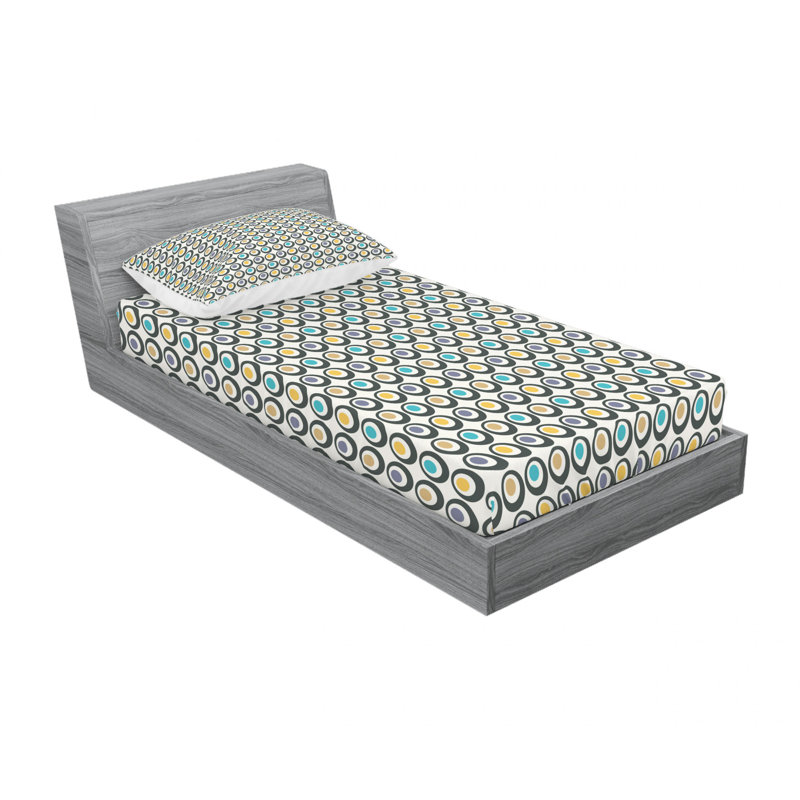 Ensemble de draps Bold Circles, Ensemble de draps pour lit simple TG avec drap-hou, Pois symétriques