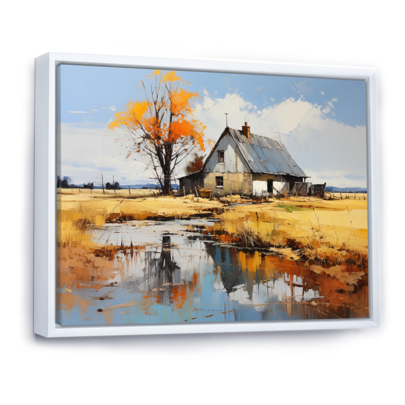 Marjoleine Farmhouse Expressive Countryside II, reproduction sur toile, H 12 po x l 20 po x P 1 po, Cadre flottant blanc