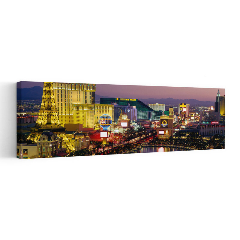 Las Vegas Nevada USA 1 Piece Wrapped Canvas Panoramic Wall Art, 30.48 cm H x 91.44 cm W