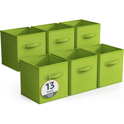  Sorbus 6 Pack 13 Inch Foldable Storage Cubes with Handle- for Organizing Home, Shelves, Nursery, Playroom, Closet and More, Green