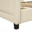 Lit de jour simple tapissier avec tête de lit à rayures classique, beige-455391587