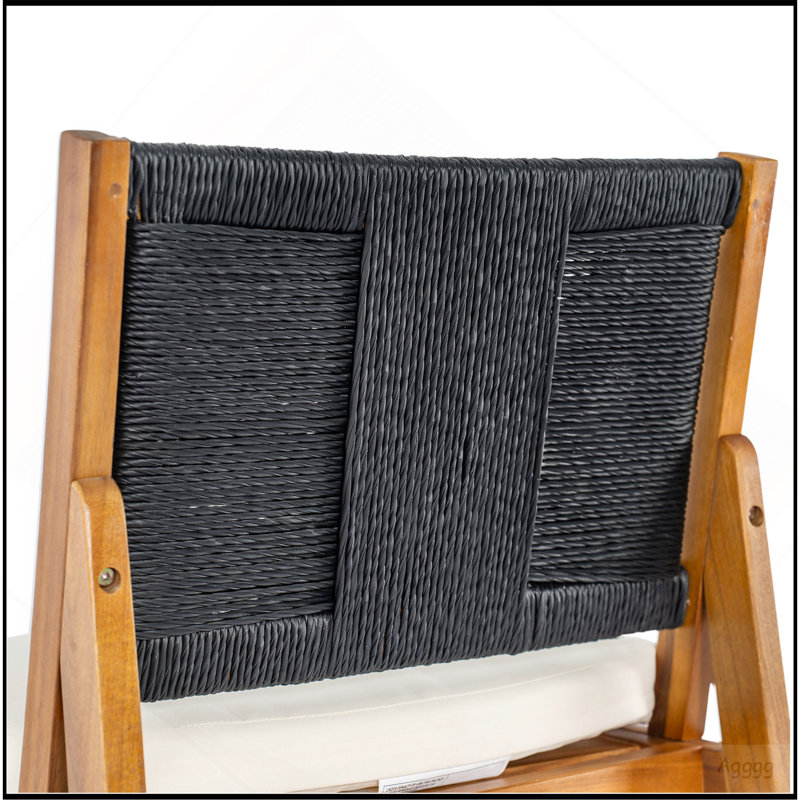 4 pièces Tabouret de bar extérieur noir en bois d'acacia massif et osier tissé Arly
