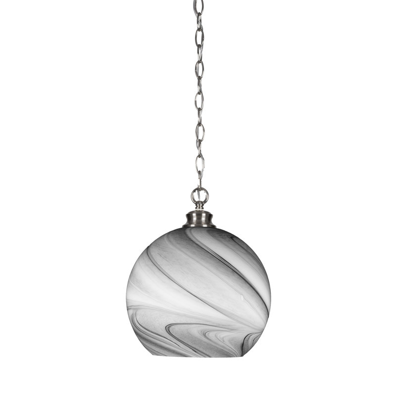 Luminaire suspendu à chaîne Kimbro, Nickel, H 89 po x l 11,75 po x P 11,75 po
