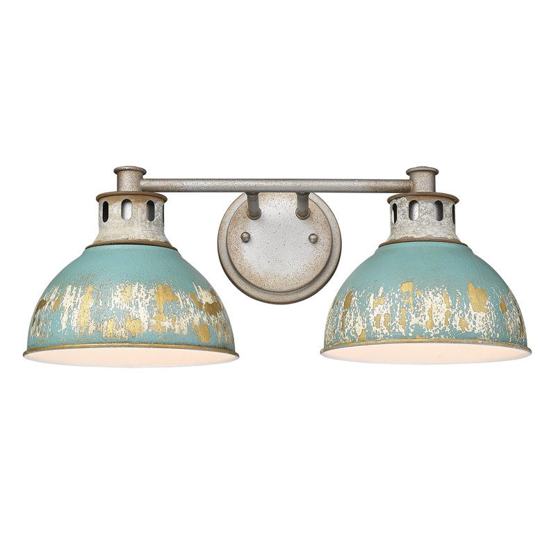 Antique Teal Galvanized Steel 2-Light Dimmable Vanity Fixture