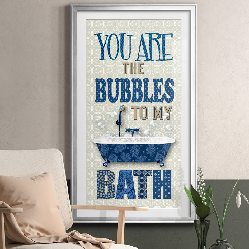 «Bubbles To My Bath», art textuel avec cadre photo, Argent, H 14,5 po x l 26,5 po x P 1,5 po