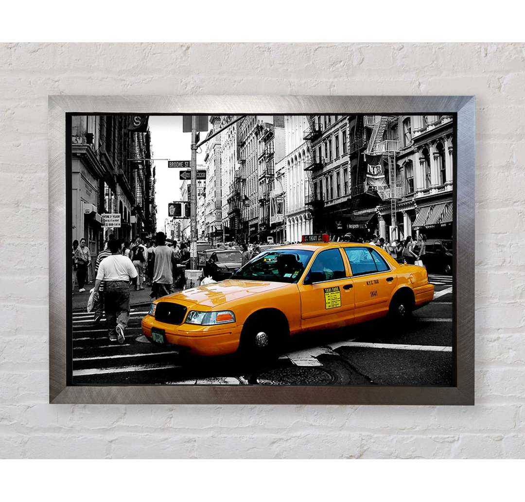 New York City Yellow Cab Crossing - Einzelner Bilderrahmen Kunstdrucke