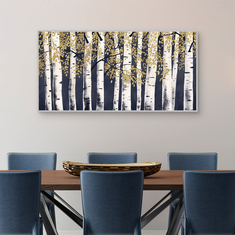 Indigo and Gold Forest Landscape Canvas Print, 25" x 49"