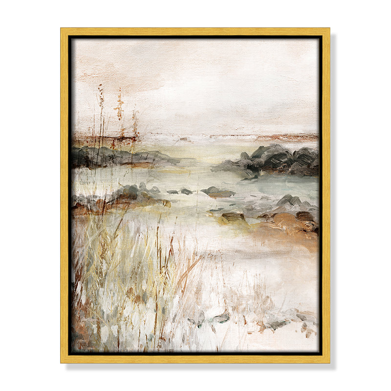 Impression de méandres de la rivière Wylder par Carol Robinson, H 15,5 po x l 12,5 po, Doré