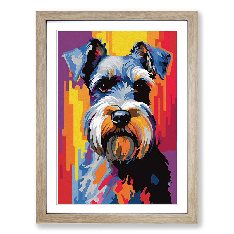 Schnauzer Pop - Framed Print, Oak , 34cm H x 25cm W x 2cm D